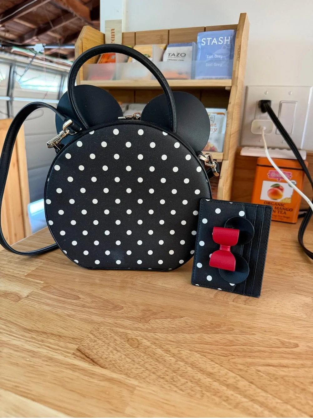 kate spade Black Polka Dot Minnie Bow Backpack & Cardholder Set
